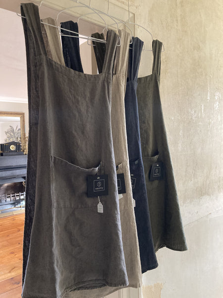 100% Linen Apron - Khaki