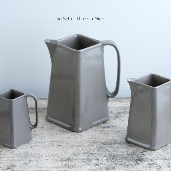 Ceramic Jug Three in a Set - Taupe (2018-22 colour - Grey Green)