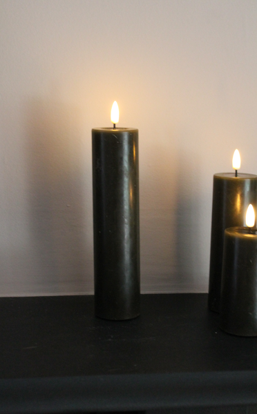 Pillar Candle in Dark Green - 20cm long by 5cm wide
