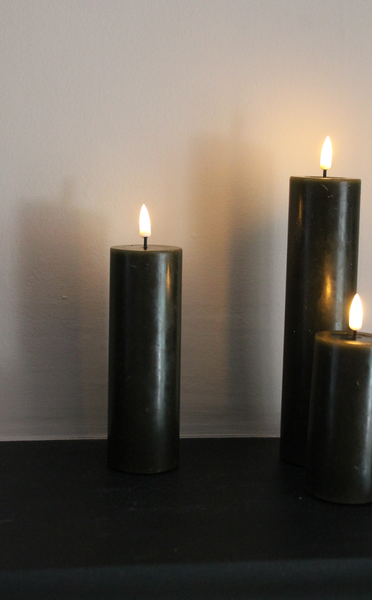 Pillar Candle in Dark Green - 15cm long by 5cm wide