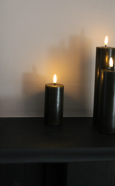 Pillar Candle in Dark Green - 12.5cm long by 5cm wide