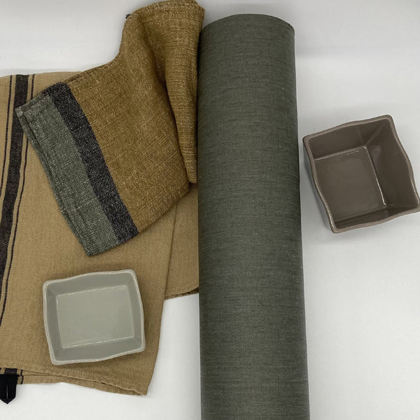 Coated linen tablecloth - Moss