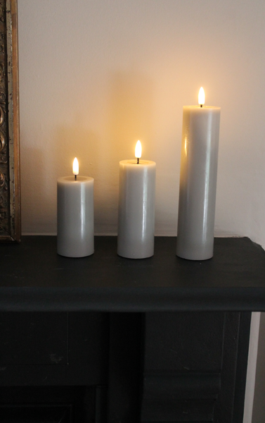 Pillar Candle Set of Three in Sand - 10cm/12.5cm/20cm long by 5cm wide