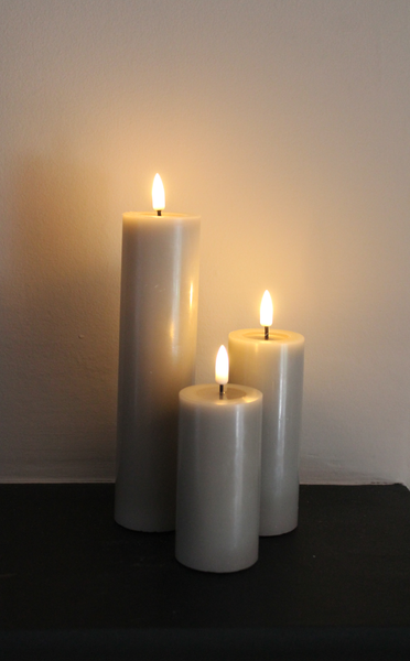 Pillar Candle Set of Three in Sand - 10cm/12.5cm/20cm long by 5cm wide