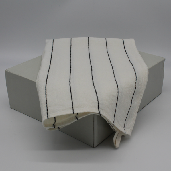 100% Linen Teatowel - Pinstripe Ivory