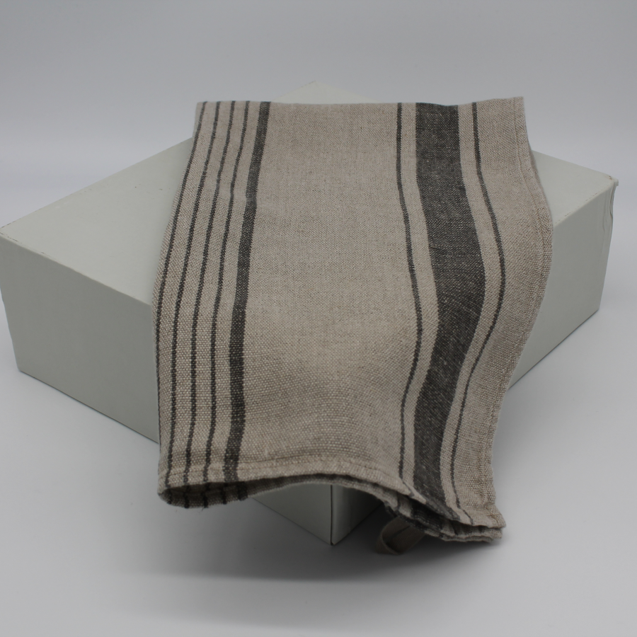 100% Linen Tea Towel - Pinstripe Natural